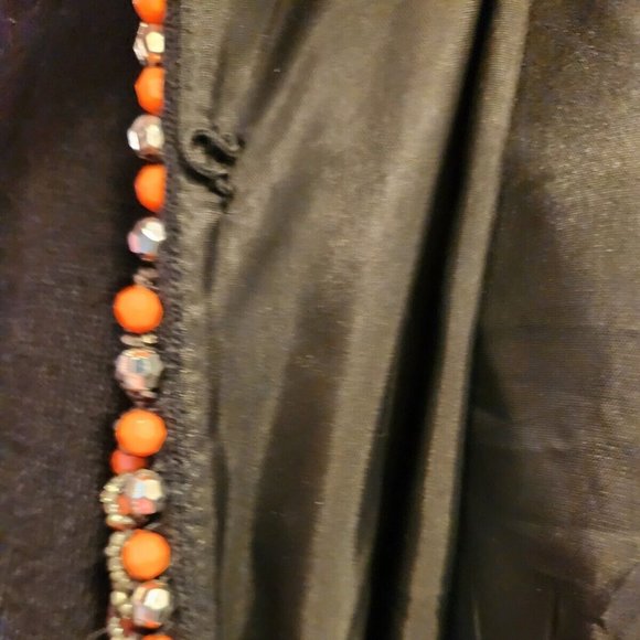 Lucky Brand Cardigan Black Cashmere Wool Angora Rabbit Hair Blend Beaded Med vtg - Picture 6 of 8